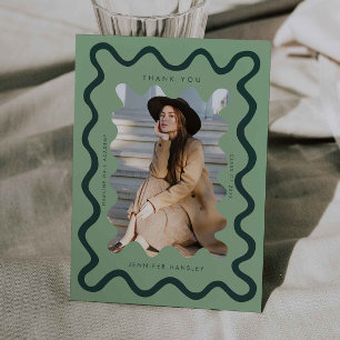 Green Squiggly Wavy Lijst Afstuderen Dank u Aankondiging