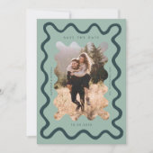 Green Squiggly Wavy Lijst Wedding Save The Date (Voorkant)