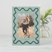Green Squiggly Wavy Lijst Wedding Save The Date (Staand voorkant)