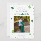 Green St Patrick baby Aankondiging Klaver Foto (Voorkant)
