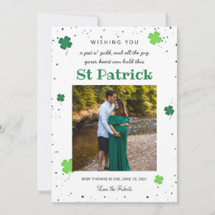 Green St Patrick baby Aankondiging Klaver Foto