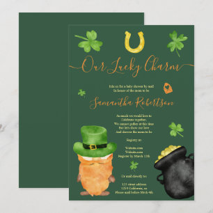 Green St Patrick waterverf baby shower per post Kaart
