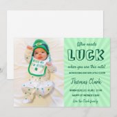 Green St Patrick's Day baby Aankondigingsfoto Feestdagenkaart (Voorkant / Achterkant)