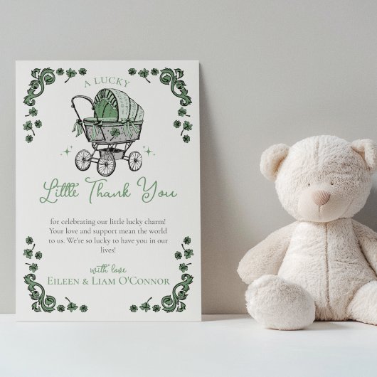 Green St Patricks Day Baby shower bedankkaart