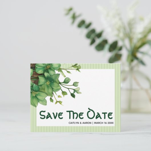 Green St. Patricks Day Celtic Save the Date Briefkaart (Staand voorkant)