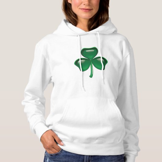 Green St Patricks Day Clover Womens Hoodie (Voorkant)