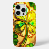 Green St Patricks Day Glas in lood Effect Clover Case-Mate iPhone Case (Achterkant)