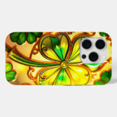 Green St Patricks Day Glas in lood Effect Clover Case-Mate iPhone Case (Achterkant (horizontaal))