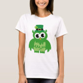 Green St Patricks Day irish owl cartoon tee shirts (Voorkant)