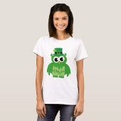 Green St Patricks Day irish owl cartoon tee shirts (Voorkant volledig)
