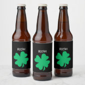 Green St Patrick's Day Irish Shamrock Leaf 2023 Bier Etiket (Flessen)