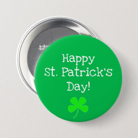 Green St. Patricks Day Shamrock Irish Button (Voorkant /achterkant)