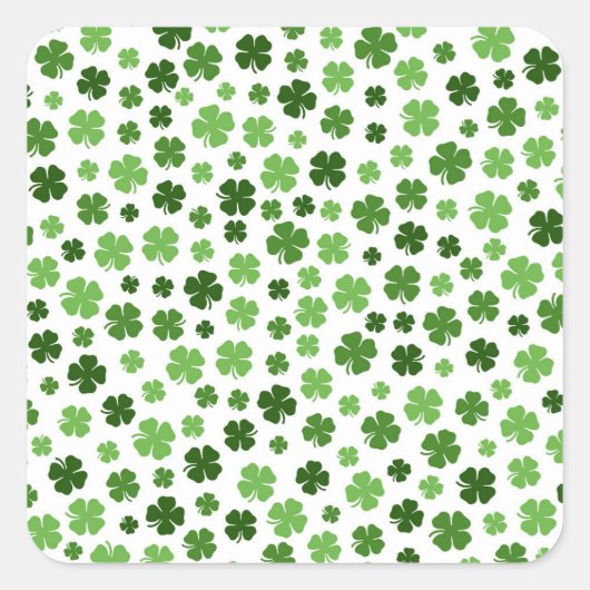 GREEN ST PATRICKS DAY SHAMROCKS VIERKANTE STICKER (Voorkant)