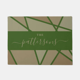 Green Stained Glass Imitation Welcome Home Family Deurmat