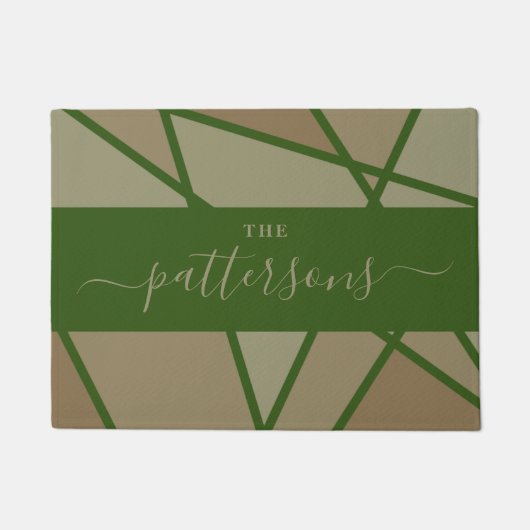 Green Stained Glass Imitation Welcome Home Family Deurmat (Voorkant)