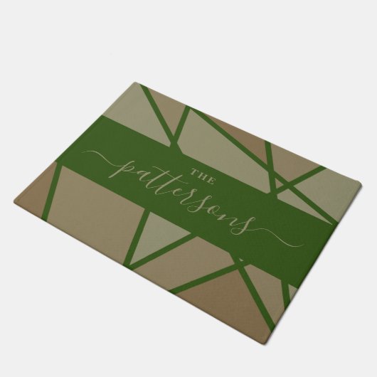 Green Stained Glass Imitation Welcome Home Family Deurmat (Schuin)