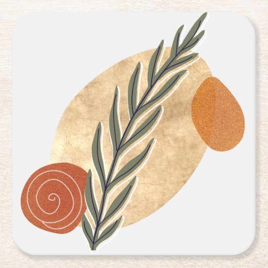 Green Stalk Boho Kartonnen Onderzetters (Voorkant)