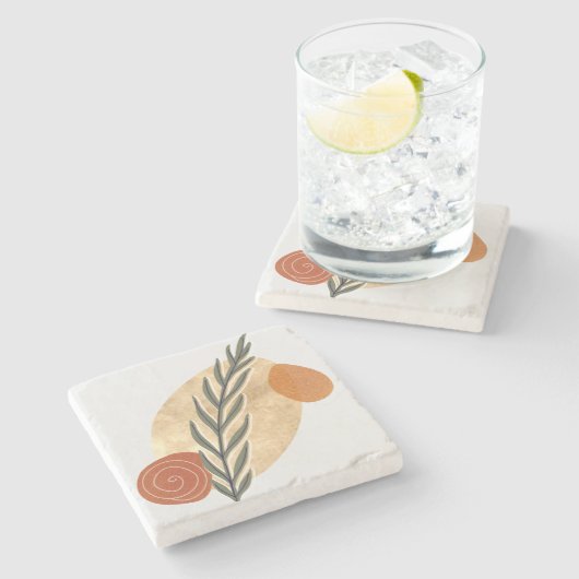 Green Stalk Boho Stenen Onderzetter (Zijkant)