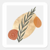 Green Stalk Boho Vierkante Sticker (Voorkant)