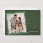 Green Stamp 2 Foto Kerstmis Feestdagenkaart (Voorkant)