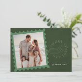 Green Stamp 2 Foto Kerstmis Feestdagenkaart (Staand voorkant)