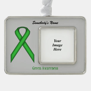 Green Standard Ribbon Tmpl (H-O) van Kenneth Yonci Verzilverd Omlijst Ornament