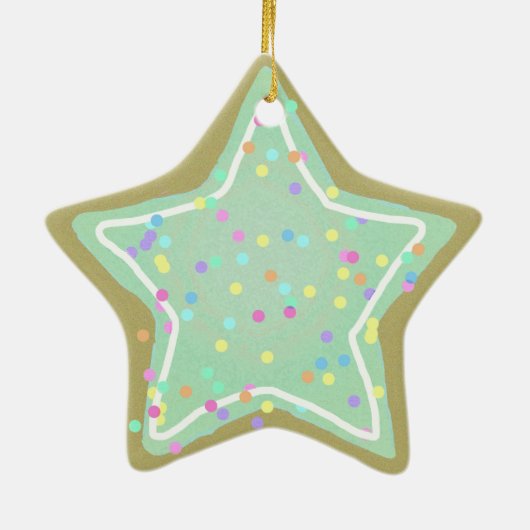 Green Star Cookie Pastel kerstboom - Keramisch Ornament (Achterkant)
