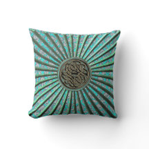 Green Star met Damask en Celtic Knot Pillow