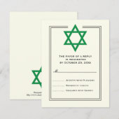 Green Star of David Bar Mitswa antwoordkaart RSVP Kaartje (Voorkant / Achterkant)
