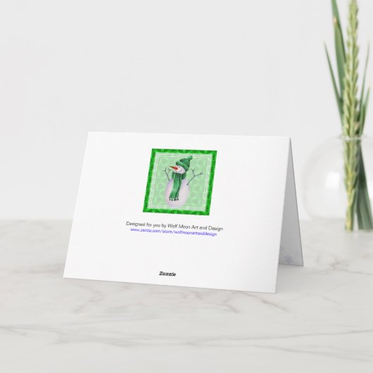 Green Star Pattern en Snowman Kerstmis Feestdagen Kaart (Achterkant)