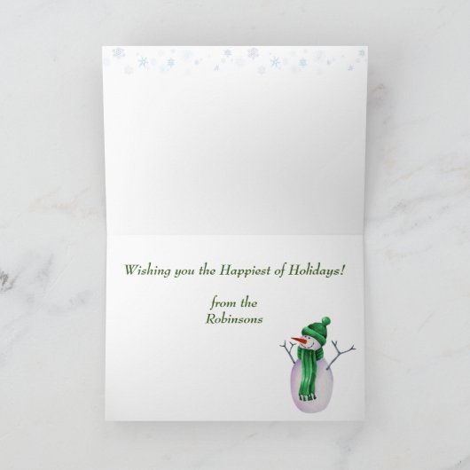 Green Star Pattern en Snowman Kerstmis Feestdagen Kaart (Binnen)