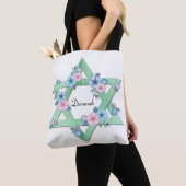 Green Star van David met pastelbloemen Canvas tas (Dichtbij)