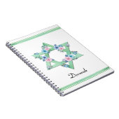 Green Star van David met pastelbloemen tijdschrift Notitieboek (Rechterzijde)