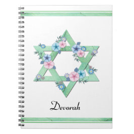 Green Star van David met pastelbloemen tijdschrift Notitieboek