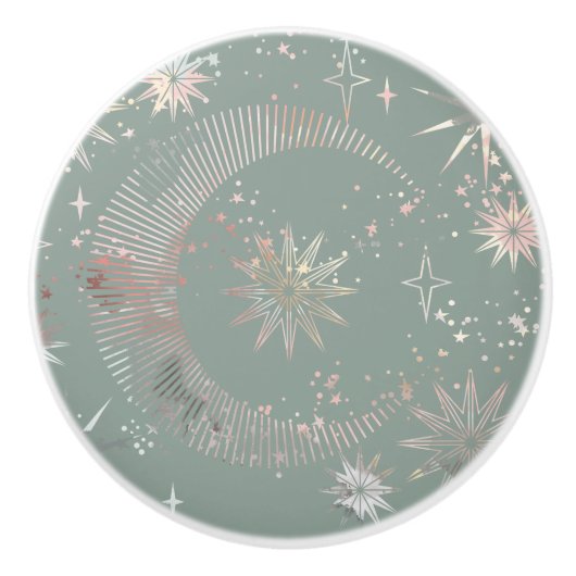 Green Starburst Keramische Knop (Voorkant)