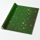 Green Stars Kerstmis Cadeaupapier (Uitgerold)