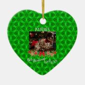 Green Stars Pattern Pet Foto van beste kerst ooit Keramisch Ornament (Voorkant)