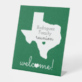 Green State of Texas Family Reunion Reclamebord Met Voetstuk (Voorkant)
