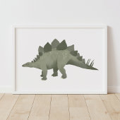 Green Stegosaurus Dinosaur Kinder Room Poster