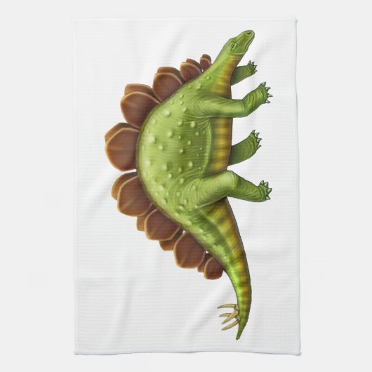 Green Stegosaurus Dinosaur Kitchen Towel Theedoek (Verticaal)