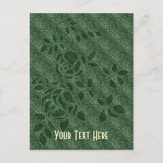 Green Stencil Rosebud Floral  Briefkaart (Voorkant)