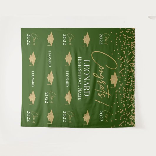 Green Step and repeat Graduation Backdrop banner Wandkleed (Voorkant (horizontaal))