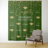 Green Step and repeat Graduation Backdrop banner Wandkleed (In situ)