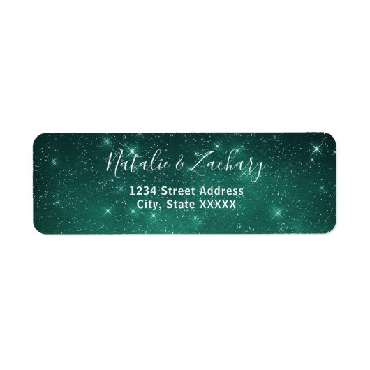 Green Sterrennacht Celestial Return Address Label (Voorkant)