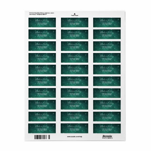 Green Sterrennacht Celestial Return Address Label (Full Sheet)