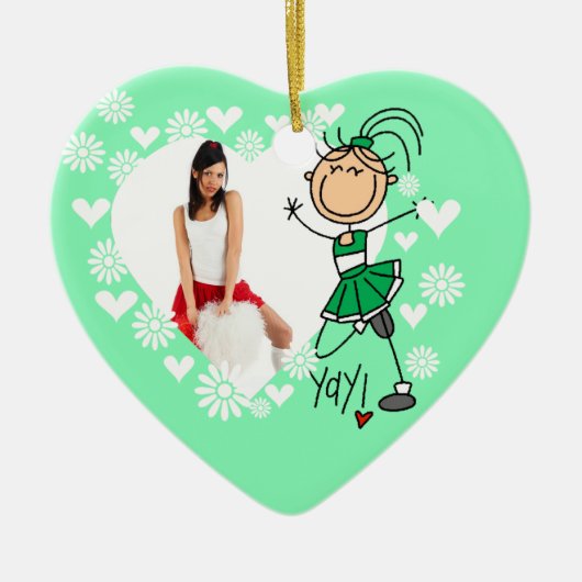 Green Stick Figuur Cheerleader Ornament (Voorkant)