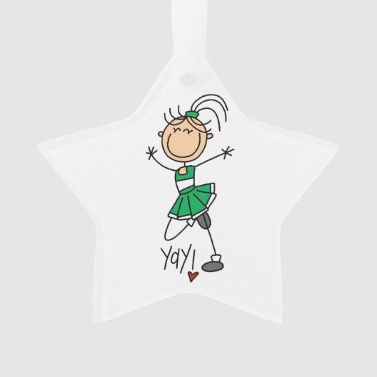 Green Stick Figuur Cheerleader Ornament (voorkant)