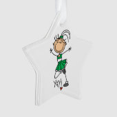 Green Stick Figuur Cheerleader Ornament (voorkant)