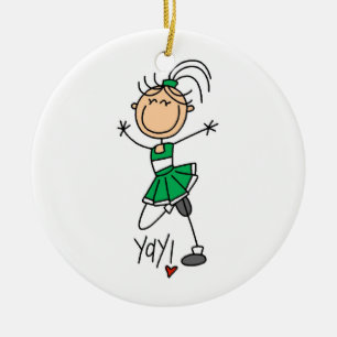 Green Stick Figuur Cheerleader t-shirts en cadeaut Keramisch Ornament