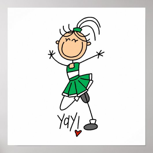 Green Stick Figuur Cheerleader t-shirts en cadeaut Poster (Voorkant)